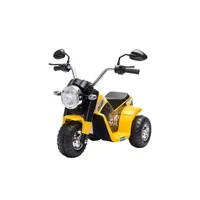 véhicule électrique pour enfant homcom moto électrique enfant chopper tout-terrain 6 v 20 w marche av ar 3 roues effets lumineux et sonores jaune noir
