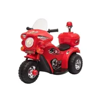véhicule électrique pour enfant homcom moto scooter électrique pour enfants modèle policier 6 v 3 km/h fonctions lumineuses et sonores top case rouge