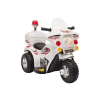 véhicule électrique pour enfant homcom moto scooter électrique pour enfants modèle policier 6 v 3 km/h fonctions lumineuses et sonores top case blanc