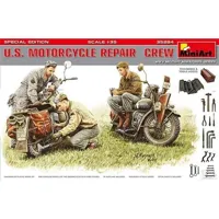 figurine de collection mini art 1/35 u.s. army motorcycle crew under repair (3 figures in 3pcs) special edition (with tool & toolbox) plastic model ma35284