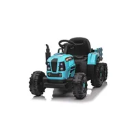 véhicule électrique pour enfant ekasn tracteur electrique voiture enfant avec remorque 12 v avec télécommande trois vitesses réglables bluetooth bleu