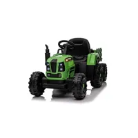 véhicule électrique pour enfant ekasn tracteur electrique voiture enfant avec remorque 12 v avec télécommande trois vitesses réglables bluetooth vert