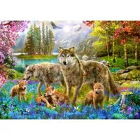 bluebird puzzle spring wolf family