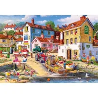 puzzle 2000 piã¨ces : petit village au bord de l'eau, derek roberts