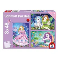 puzzle 3 x 48 piã¨ces : princesse, fã©e et sirã¨ne
