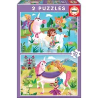 puzzle 2 x 20 piã¨ces : licornes et fã©es